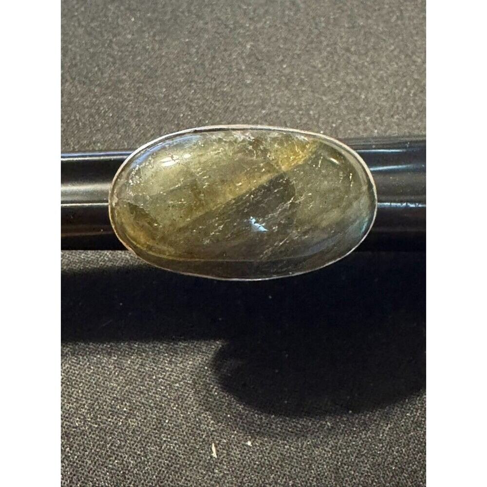 Labradorite Stone Ring Size 6.5 Brilliant Flashes 925 Silver